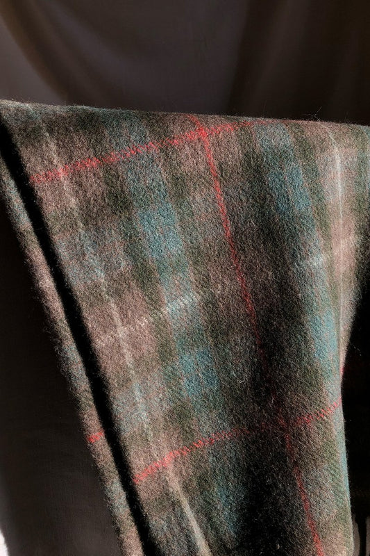 Recycled Wool Tartan Blanket - Weathered Hunting