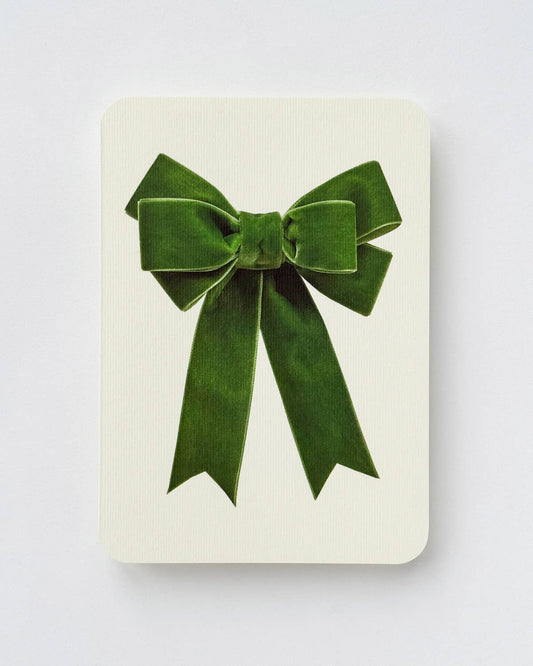 Biglietto d'auguri con fiocco in velluto verde