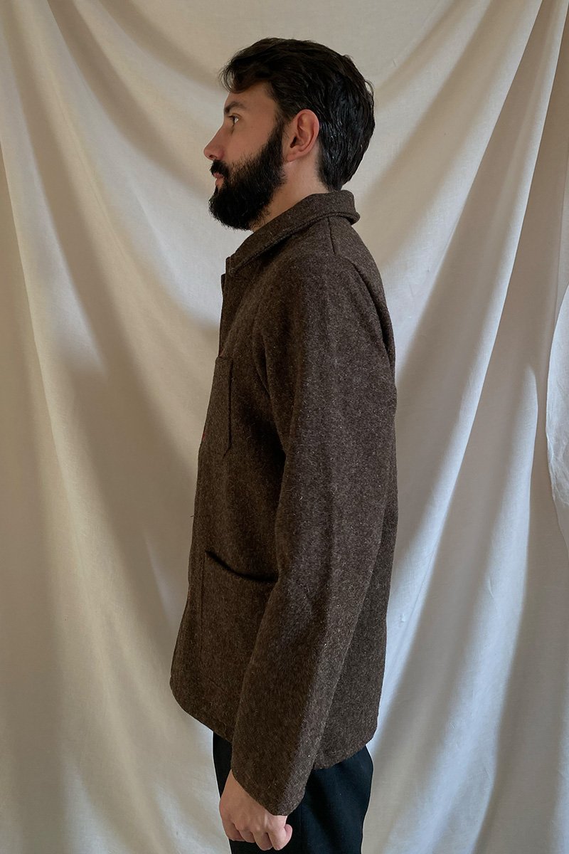 Boiled Wool Work Jacket - Brown