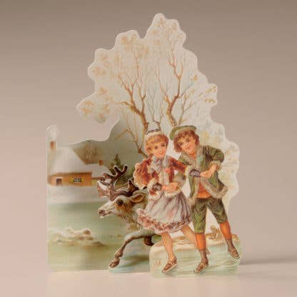 Children & Reindeer 3D Christmas Card