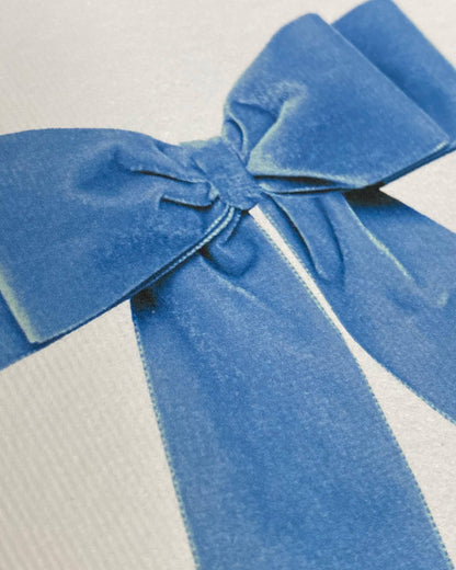 Biglietto d'auguri con fiocco in velluto azzurro: individuale