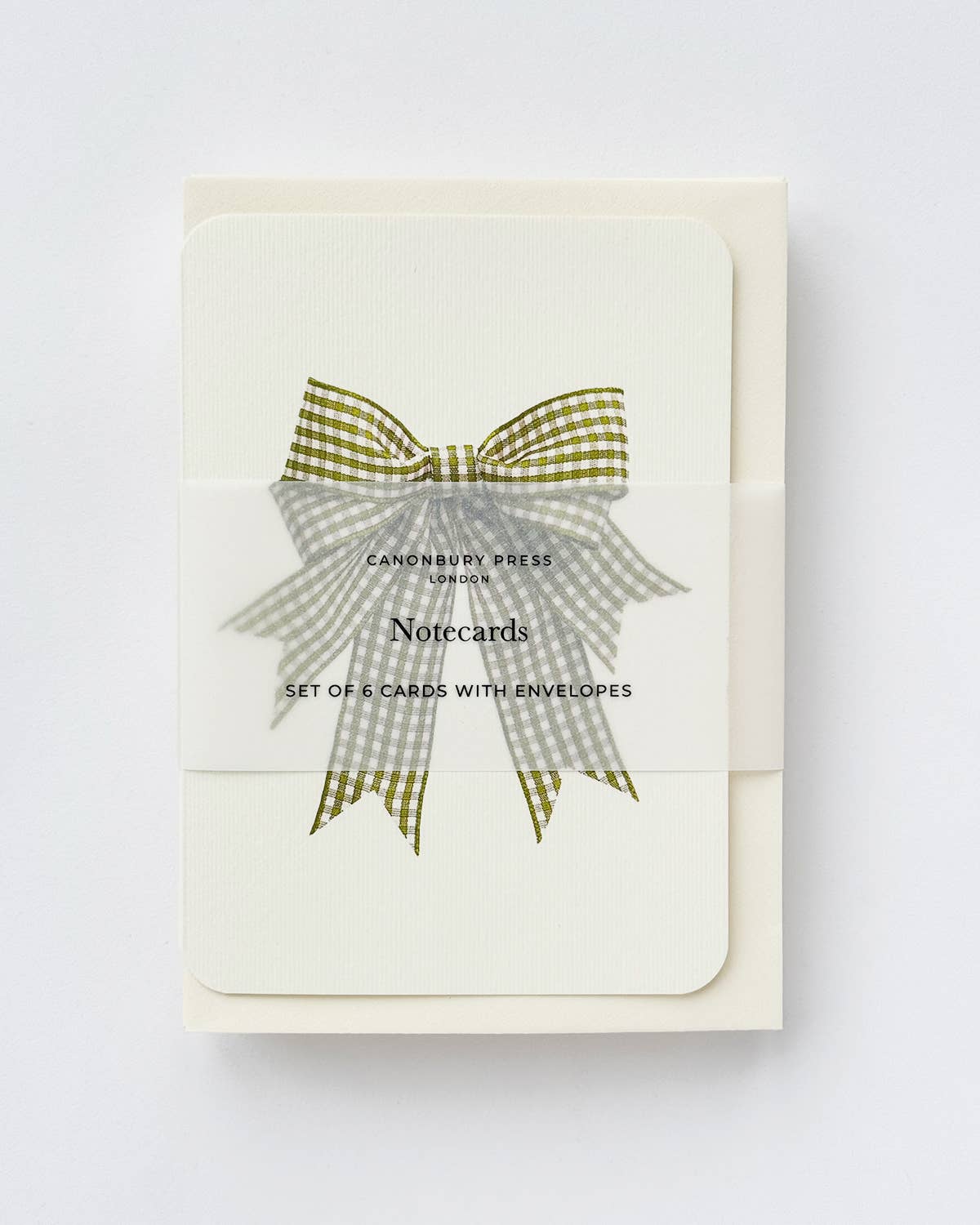 Double Tail Lime Gingham Bow Greeting Card: Individual