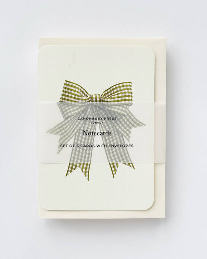 Double Tail Lime Gingham Bow Greeting Card: Individual