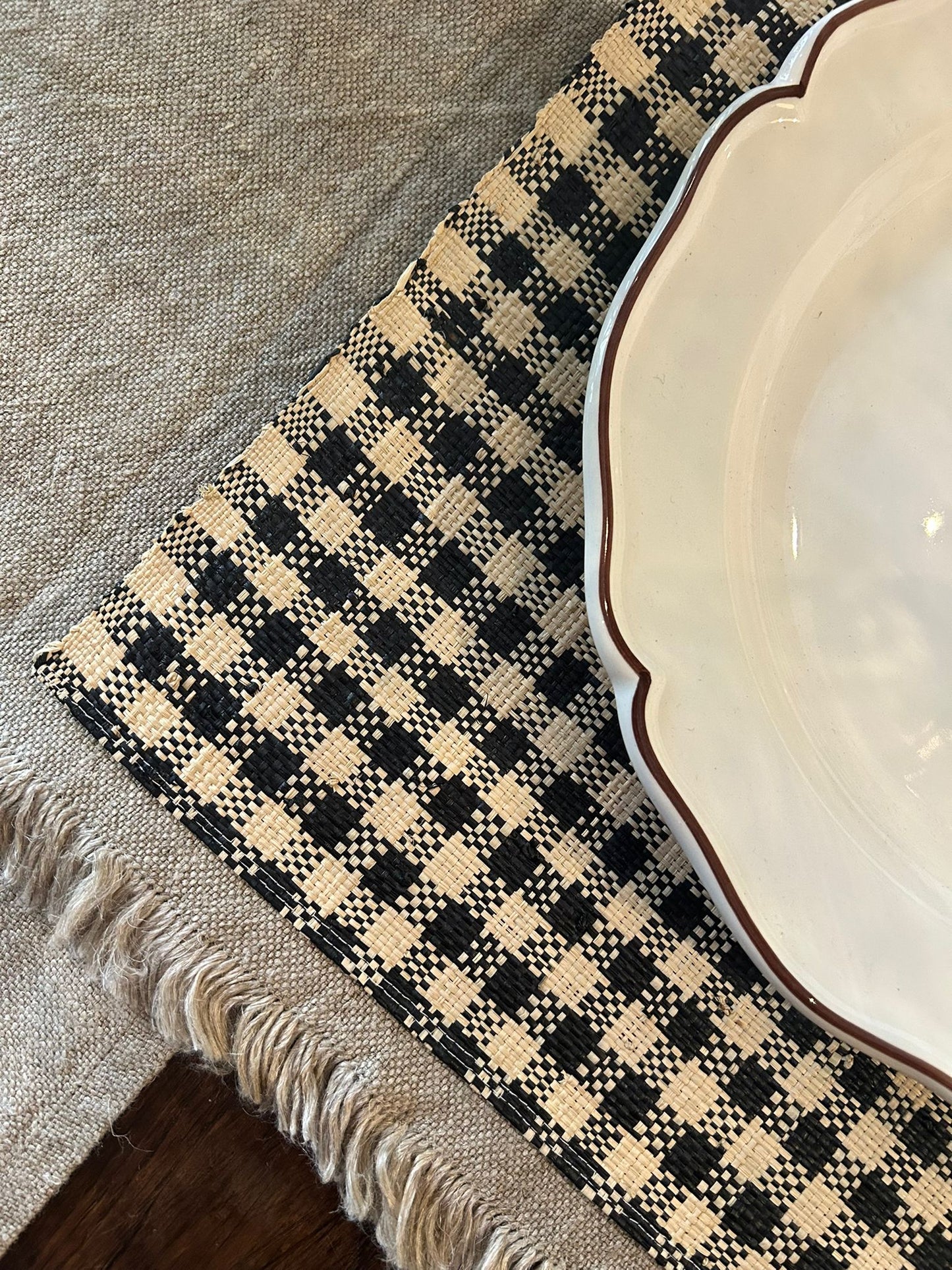 Tovaglietta americana tessuta a mano - Motivo a quadri blu