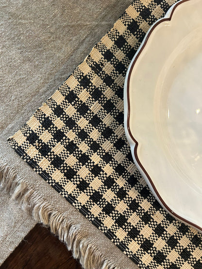 Tovaglietta americana tessuta a mano - Motivo a quadri blu