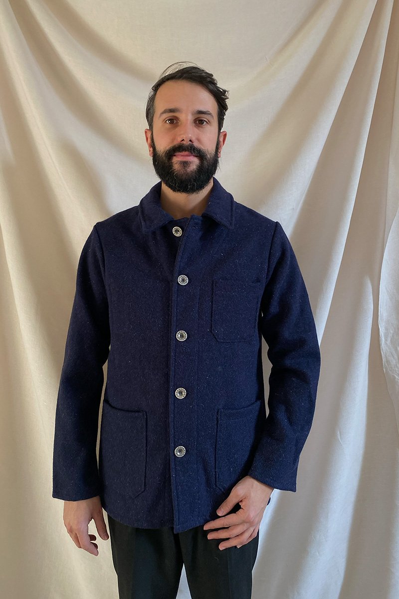 Boiled Wool Work Jacket - Navy