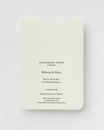 Biglietto d'auguri con fiocco in velluto verde
