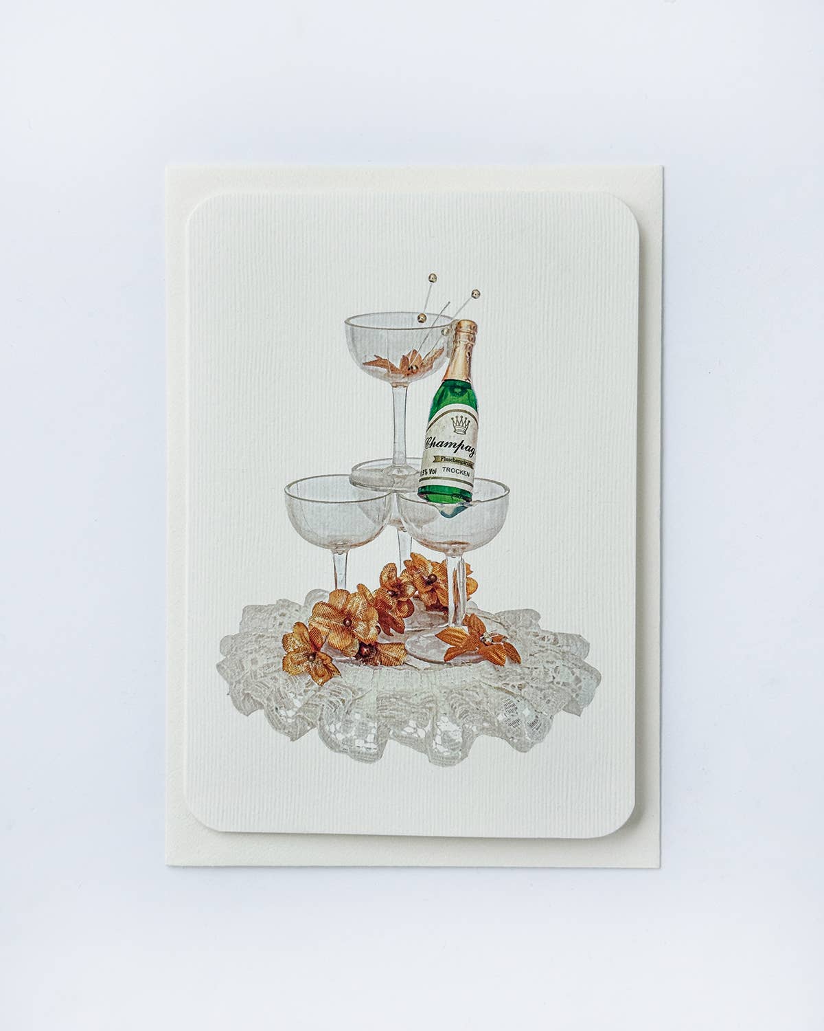 Wedding Cake Topper Champagne Greeting Card | Engagement