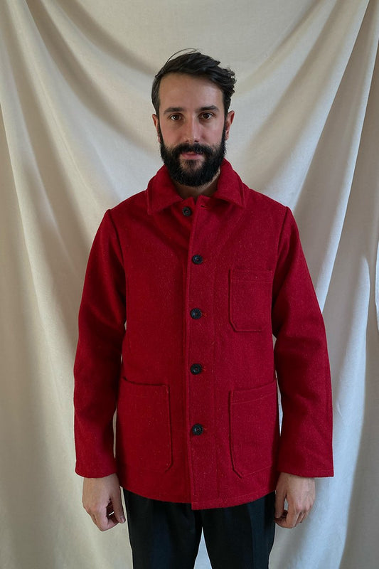 Boiled Wool Work Jacket - Red