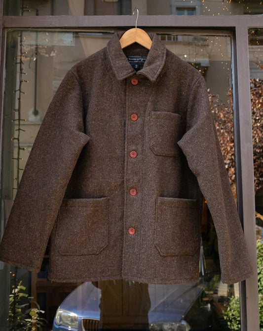 Boiled Wool Work Jacket - Brown