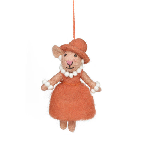 Handmade Felt Evelyn the Mouse Hanging Decoration