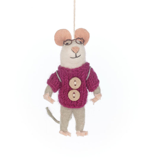 Handmade Felt Charlie Mouse Hanging Decoration