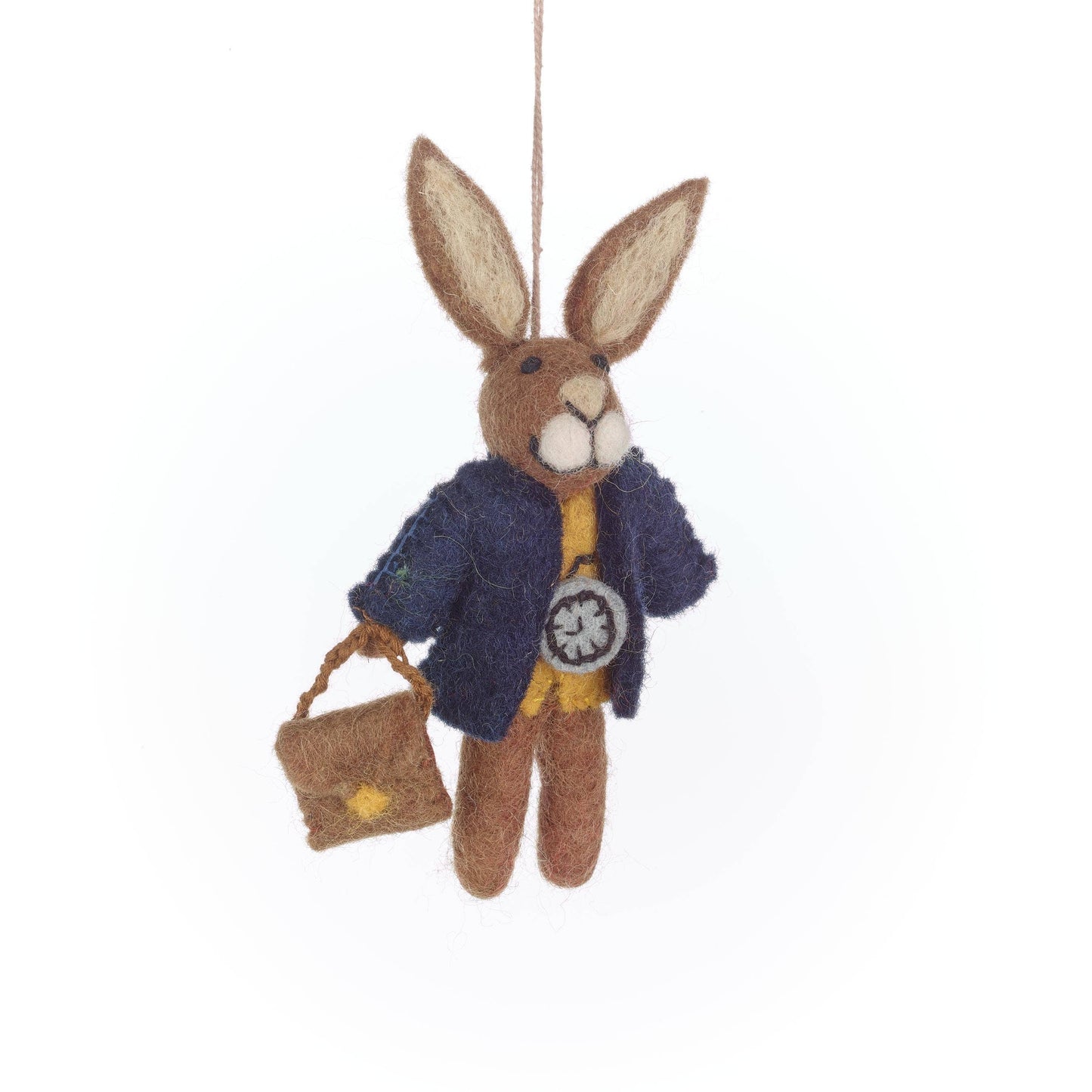 Handmade Felt March Hare Hanging Woodland Decoration
