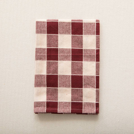 Woven Check Cotton Napkin Aubergine 45X45