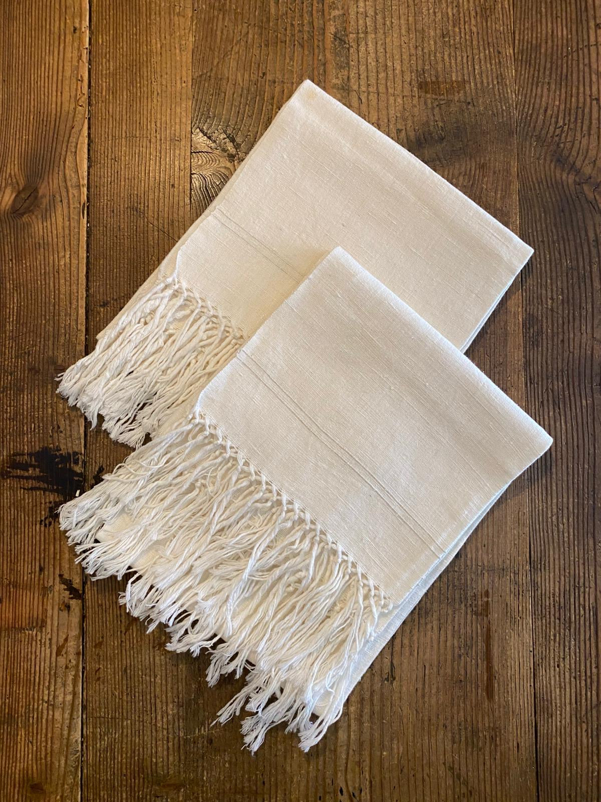 Antique Linen Napkins - Line Detail & Fringe