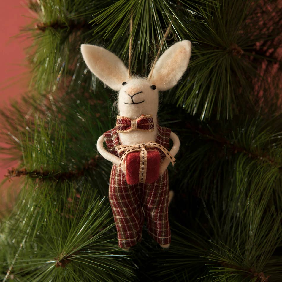 Mr. Bunny In Checkered Pants Felt Ornament