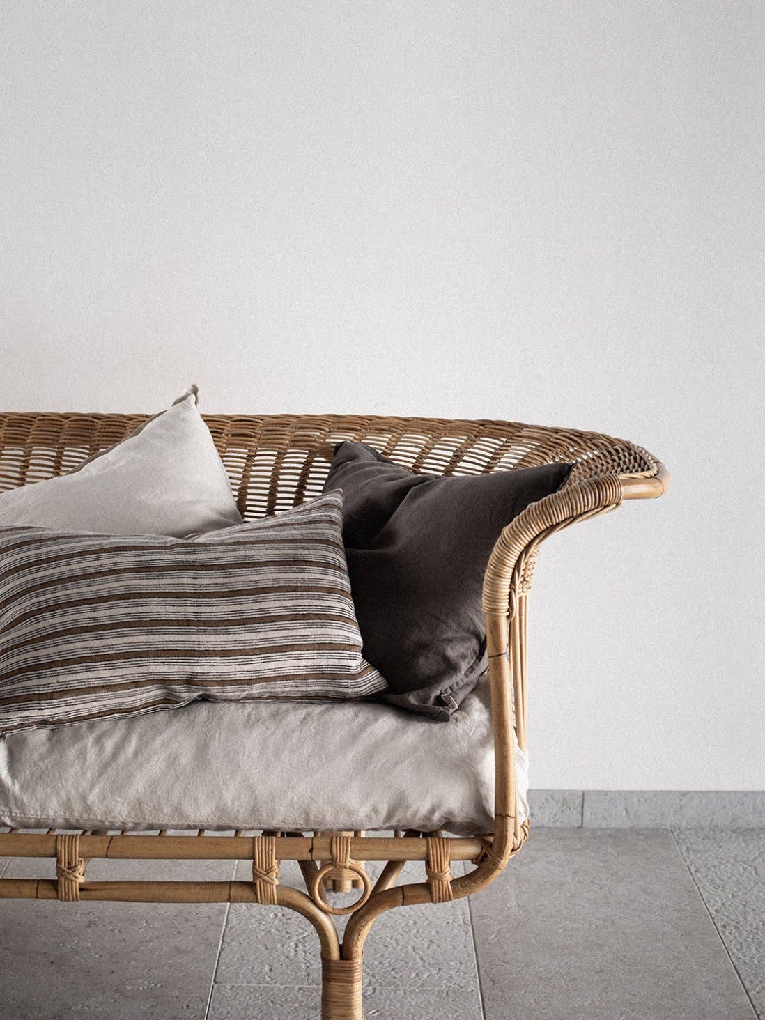 Brown Block Print Linen Cushion - 40cm x 60cm