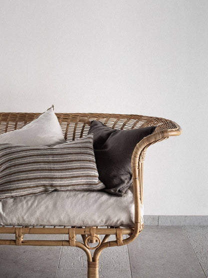 Brown Block Print Linen Cushion - 40cm x 60cm