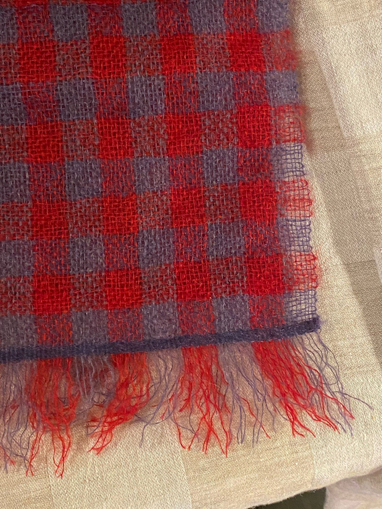Mohair Red Checks Scarf by Paola Devizzi