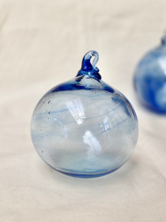 Handblown Glass Ornament - Light Blue - Small