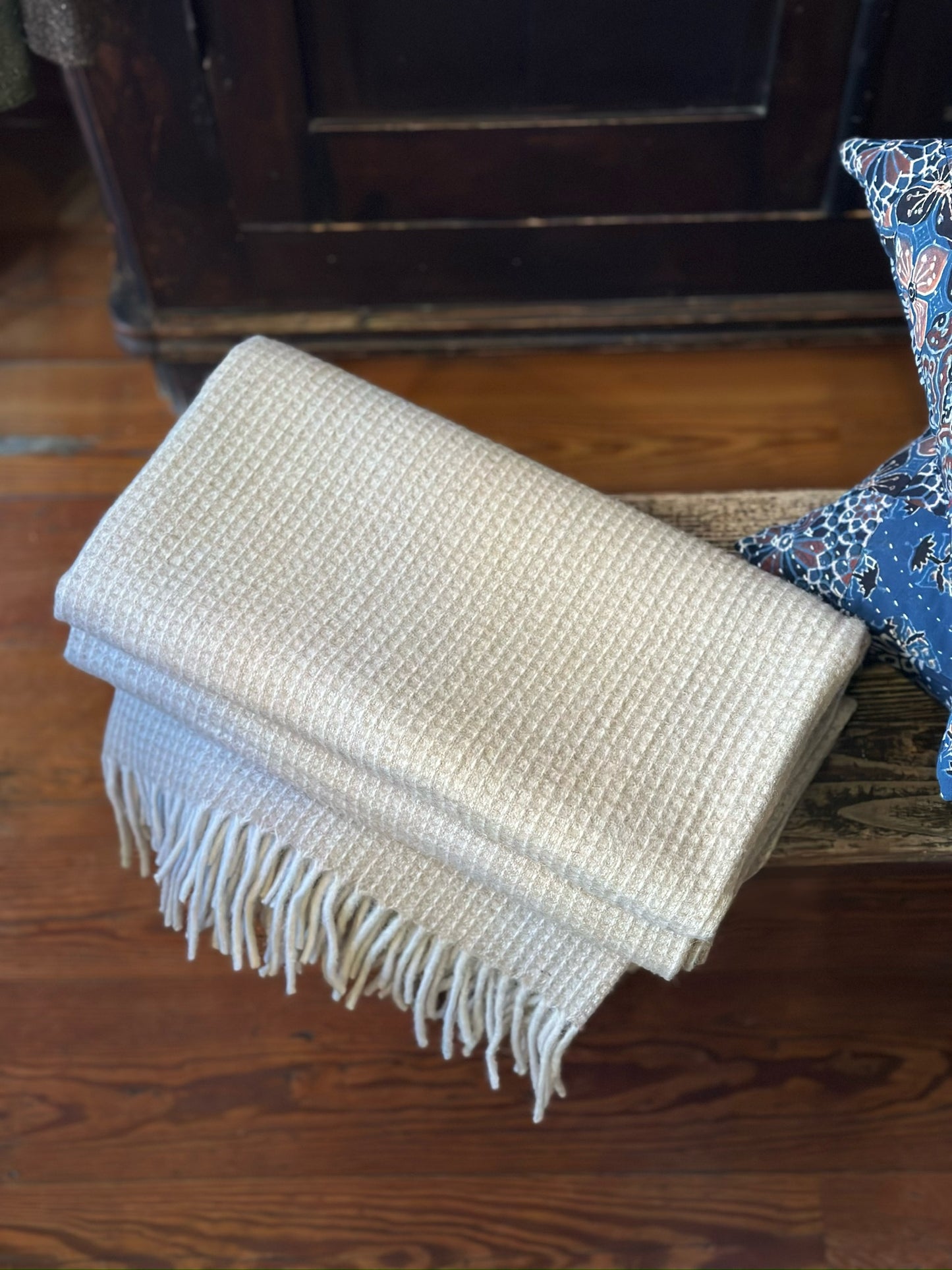 Recycled Wool Blanket - Neutral Waffle