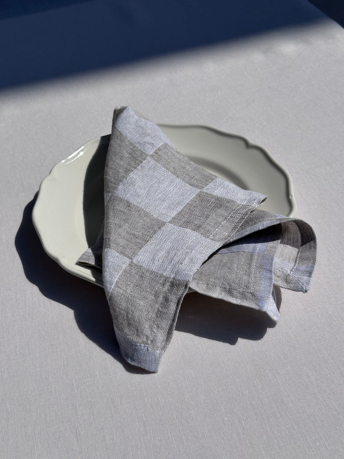 V.VM White Check Linen Napkin