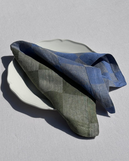 Tovagliolo di lino a quadri bicolore V.VM