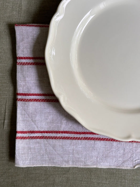 Set of 2 V.VM Linen Napkins - Red Stripes
