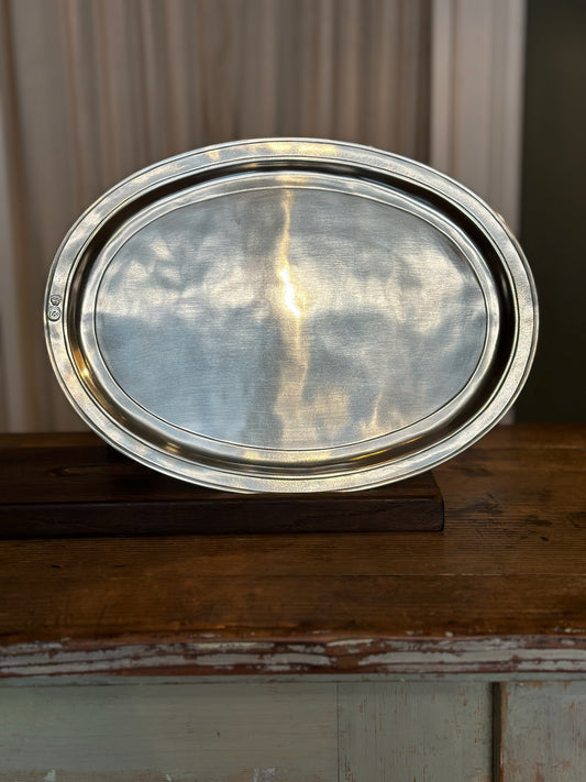 'Orvieto' Oval Platter in Pewter by Cosi Tabellini - 38 X 28