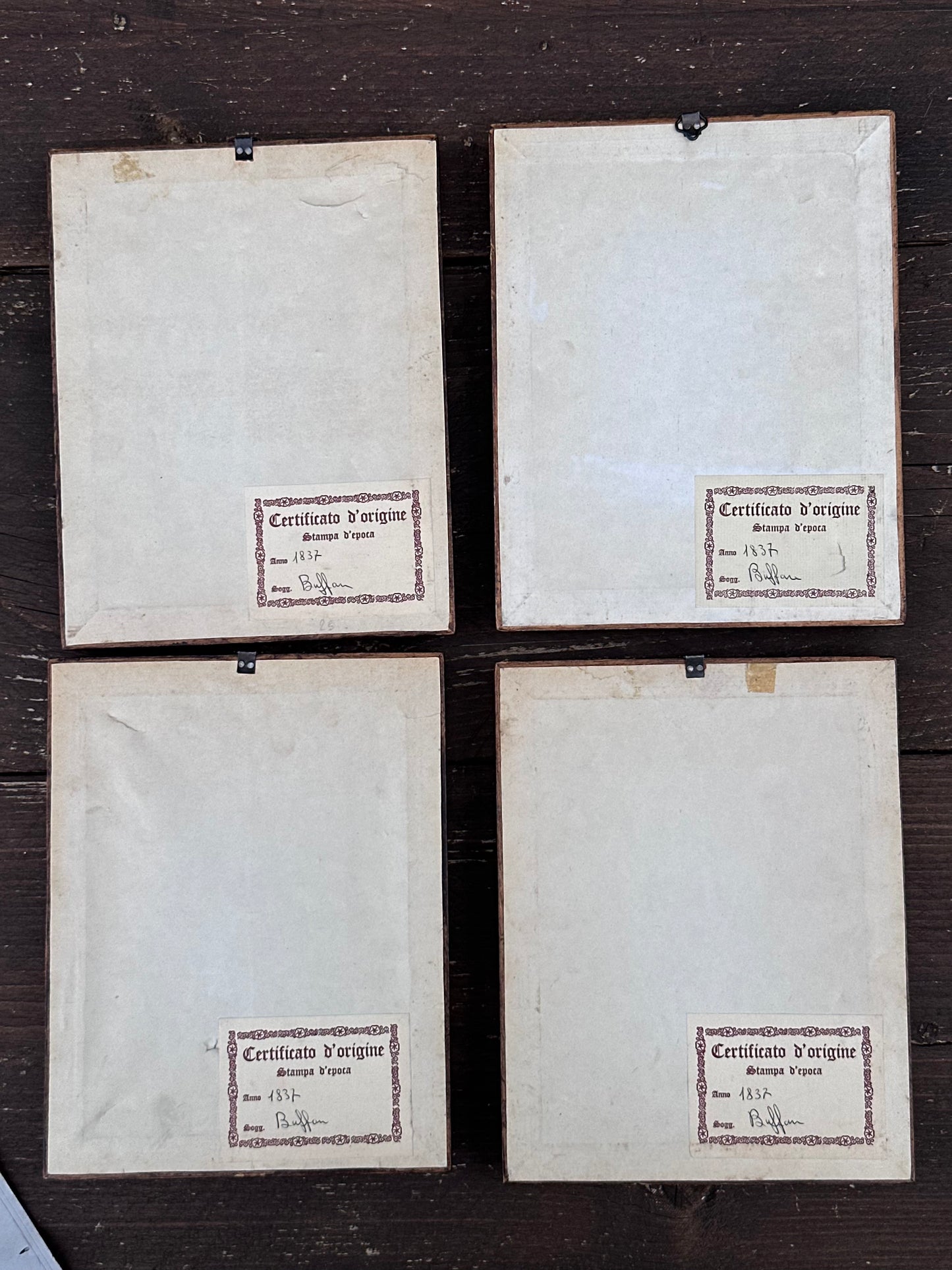 Antique Set of 4 Framed Animals