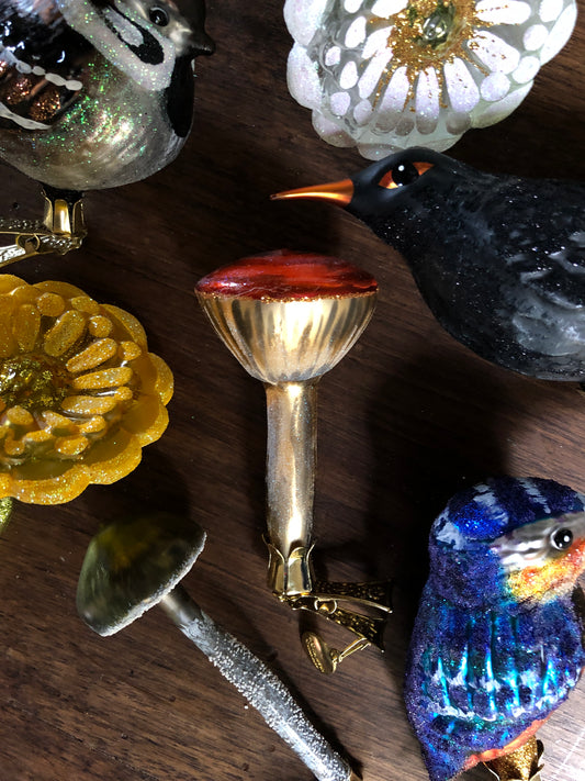 Red Mushroom Handblown Glass Ornament