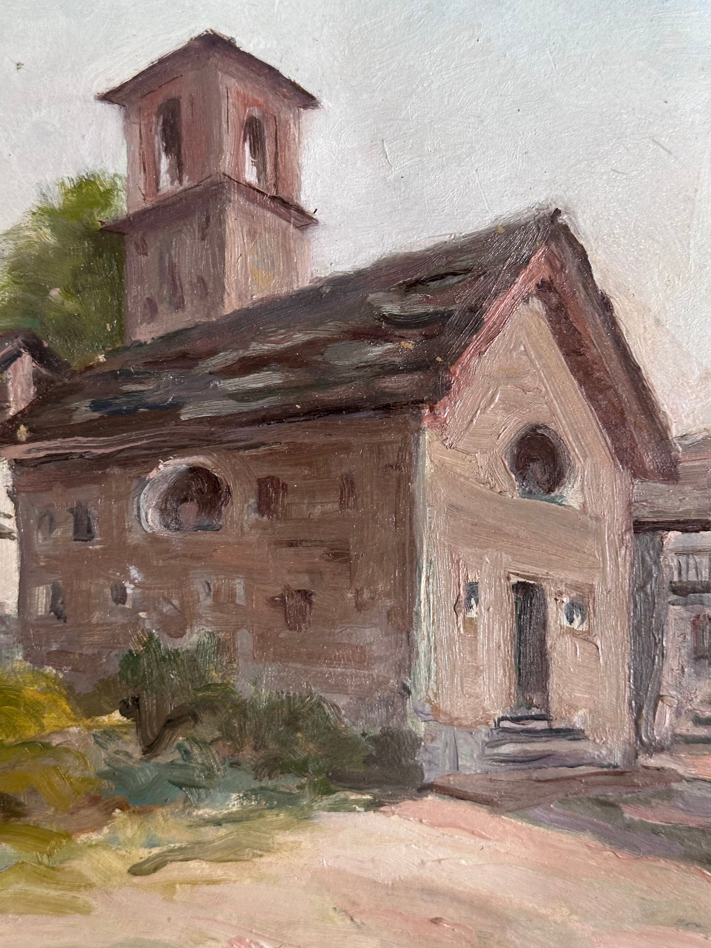 Antique Painting - Italian Countryside Church