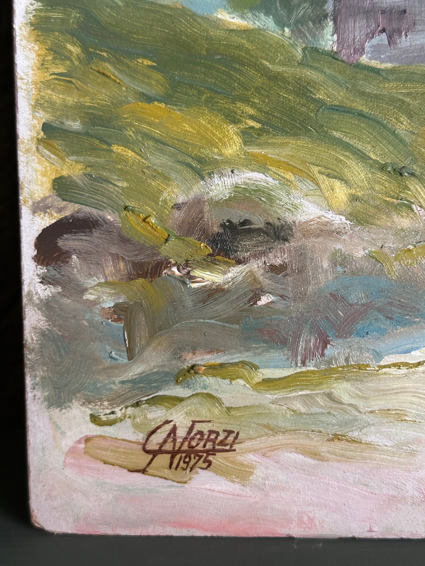 Antique Painting - Italian Countryside Church