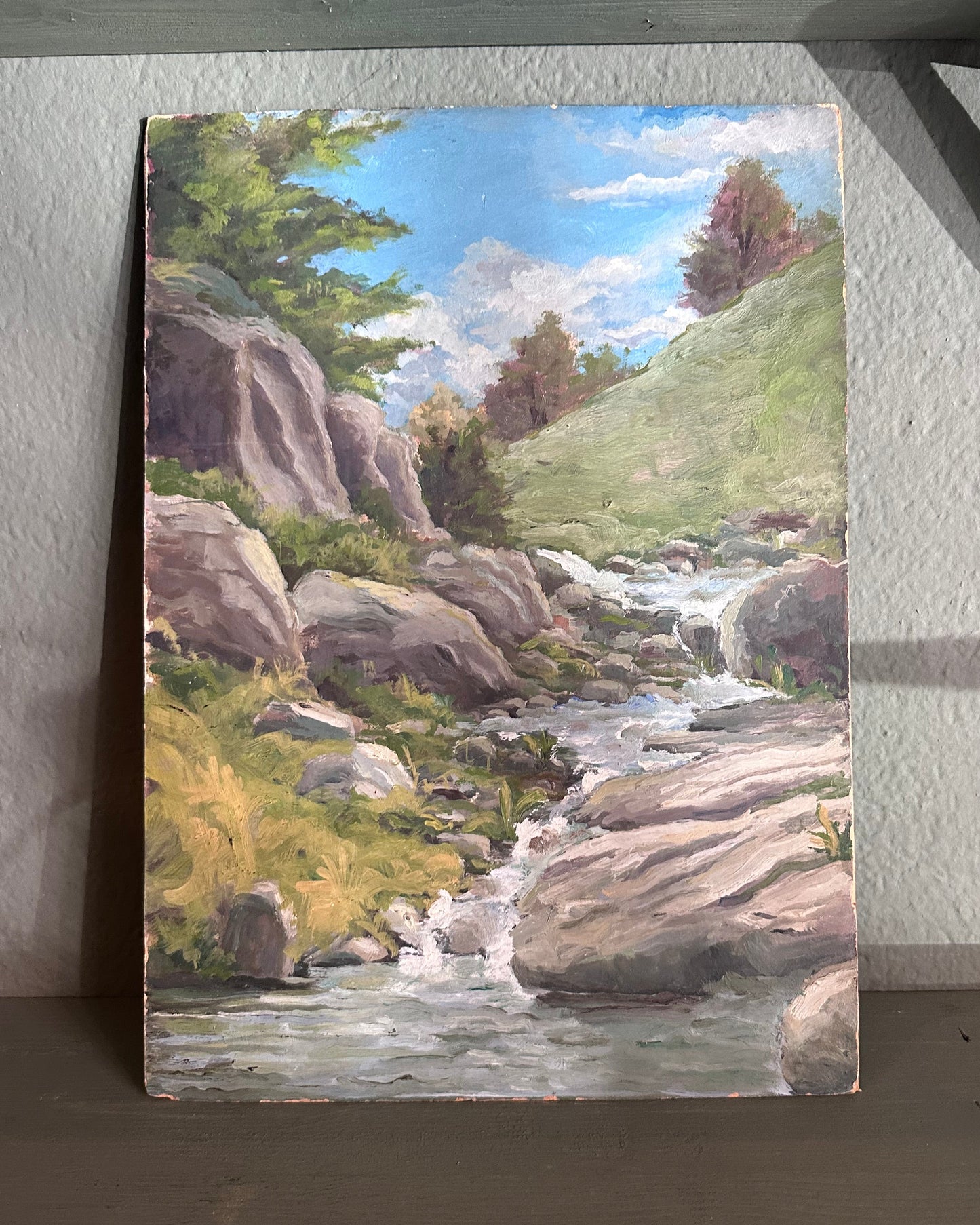 Antique Painting - Italian River Wild- 1975