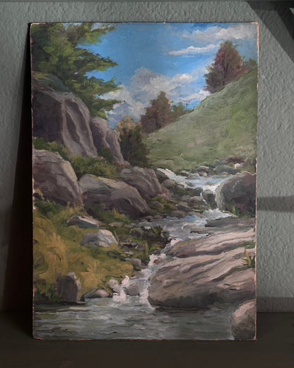 Antique Painting - Italian River Wild- 1975