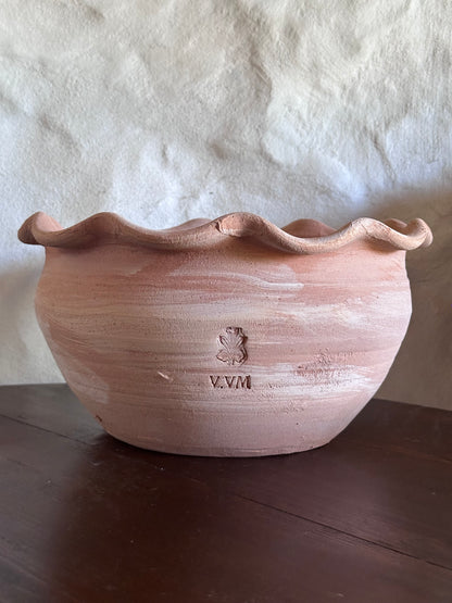 Vaso ondulato in terracotta fatto a mano - Piccolo