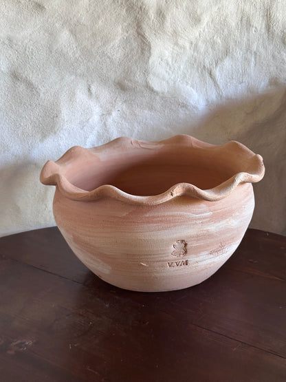 Vaso ondulato in terracotta fatto a mano - Piccolo