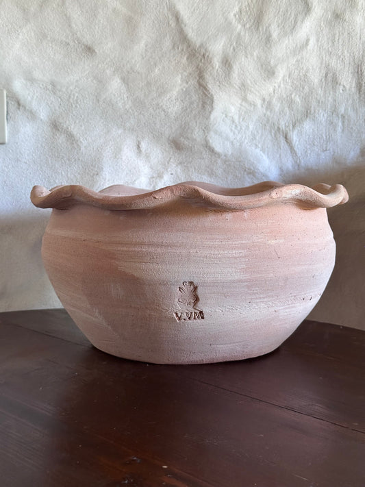 Vaso ondulato in terracotta fatto a mano - Piccolo