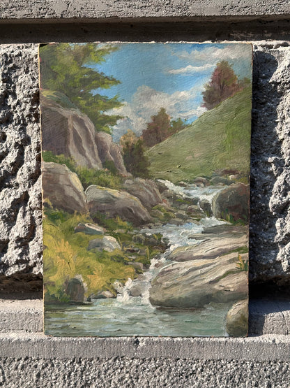 Antique Painting - Italian River Wild- 1975