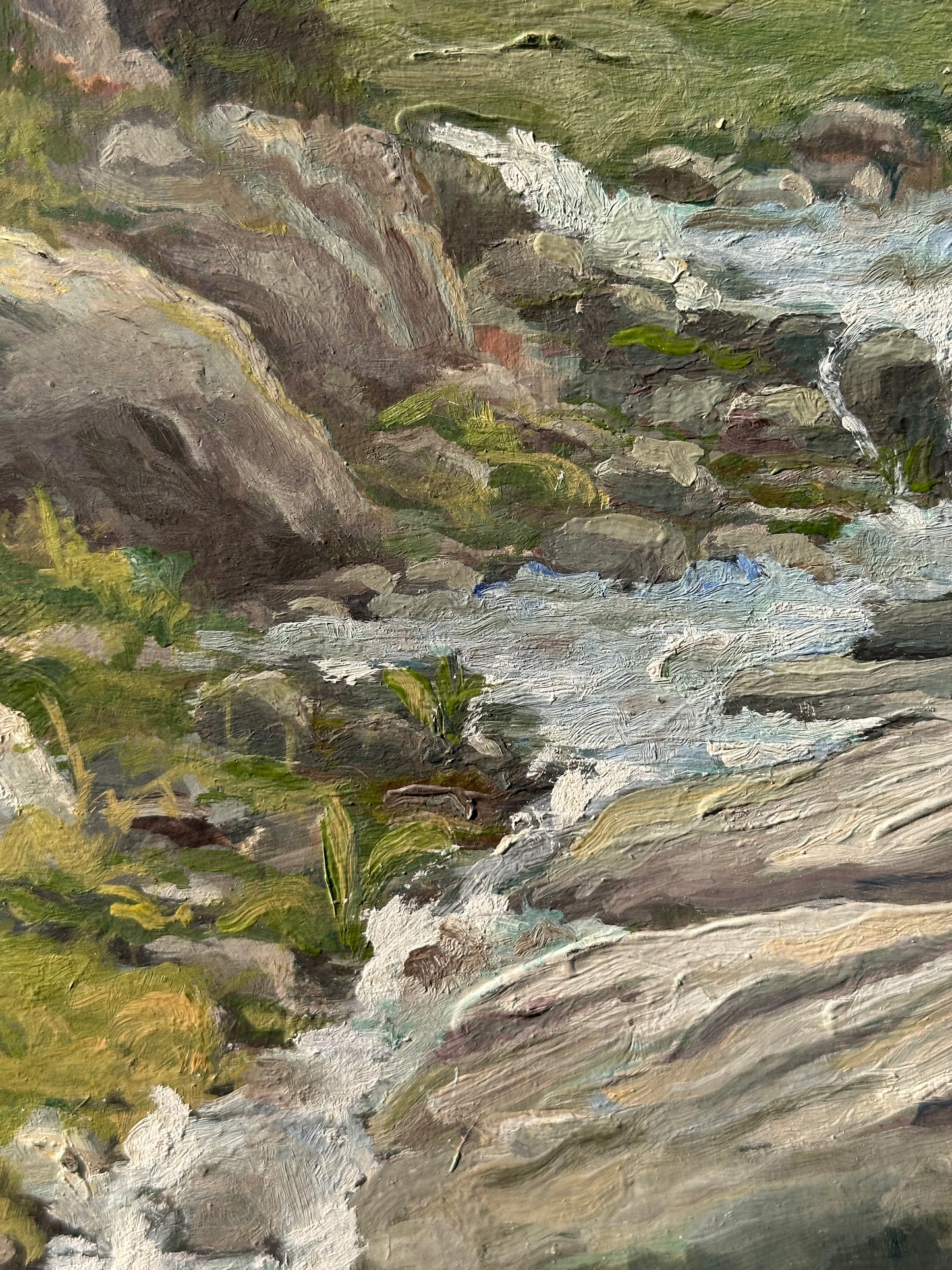 Antique Painting - Italian River Wild- 1975