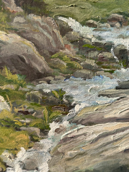 Antique Painting - Italian River Wild- 1975