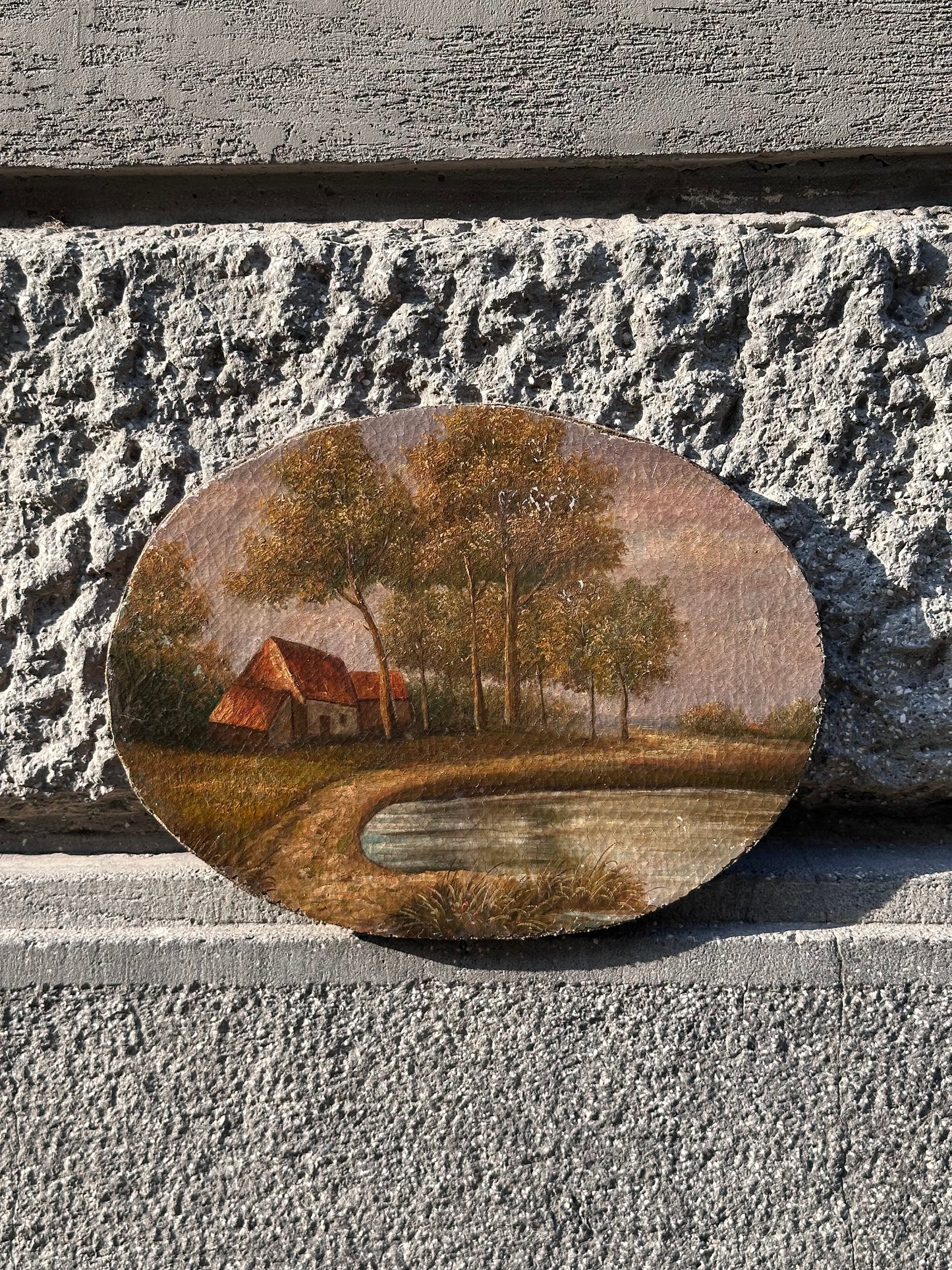 Romantic Countryside - Set of Oval Paintings On Wood