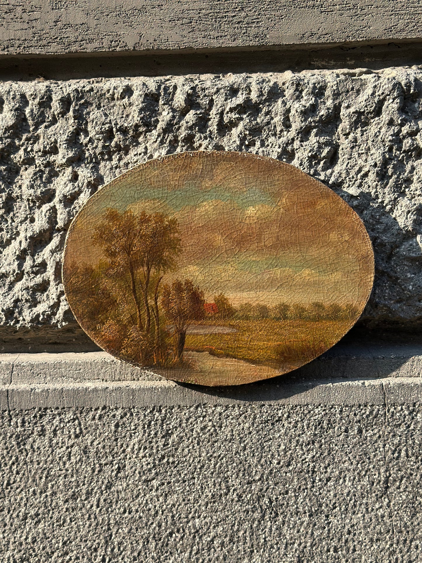 Romantic Countryside - Set of Oval Paintings On Wood