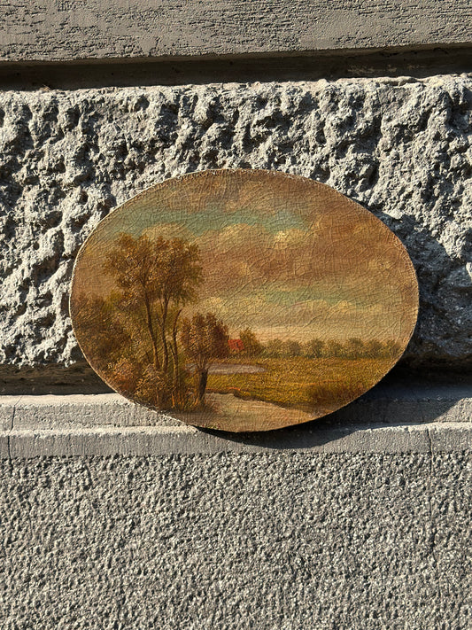Romantic Countryside - Set of Oval Paintings On Wood