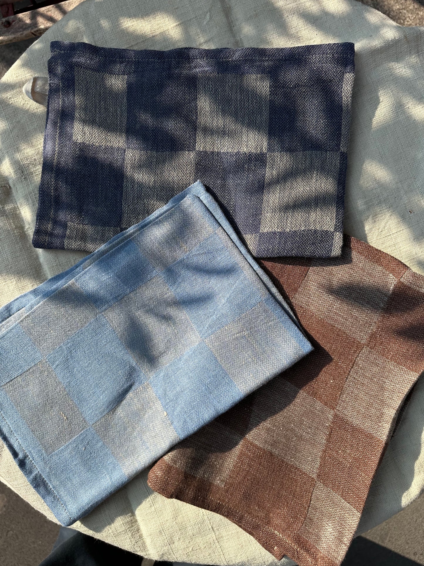 V.VM Light Blue Check Linen Tea Towel