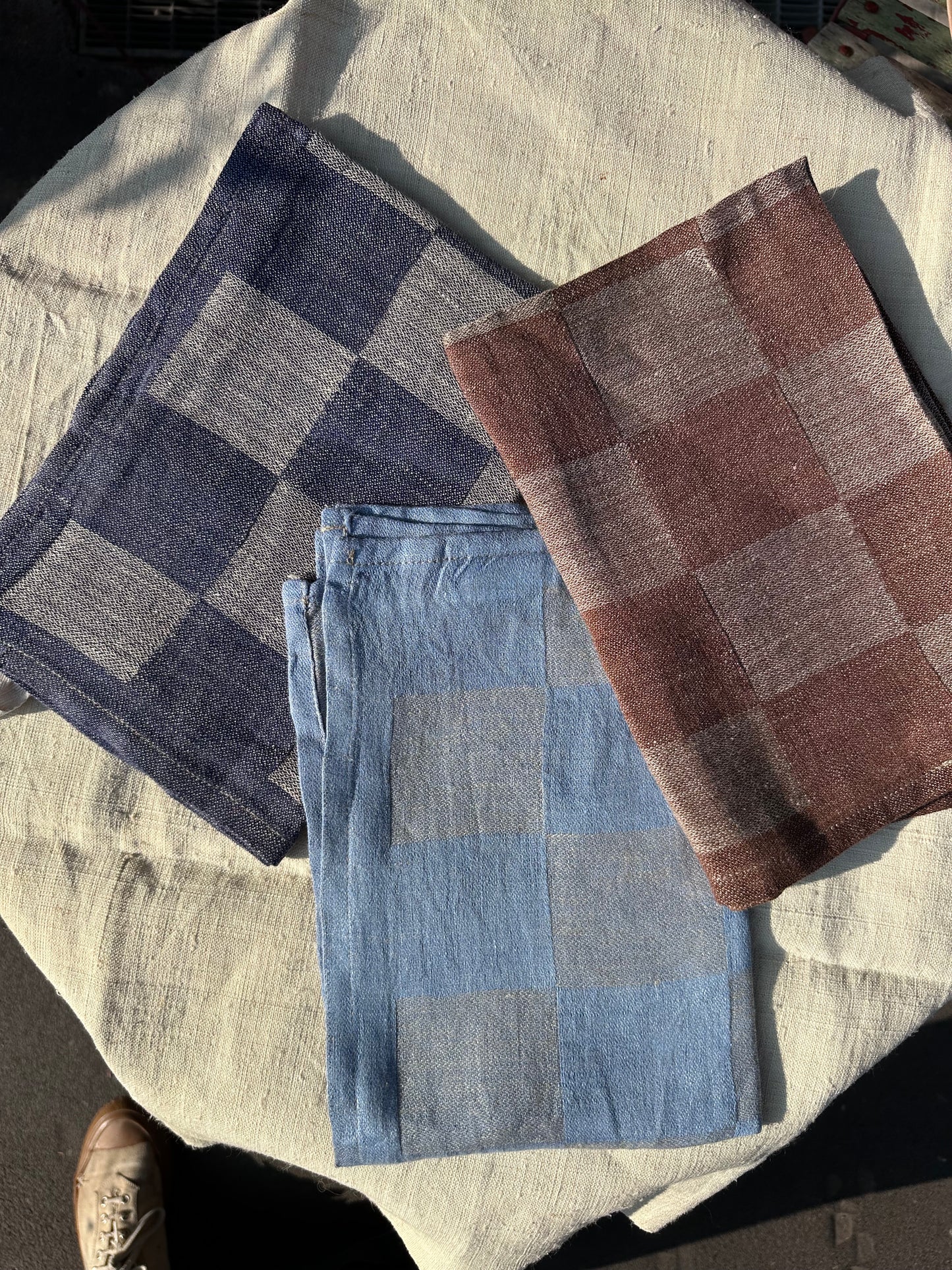 V.VM Chocolate Brown Check Linen Tea Towel