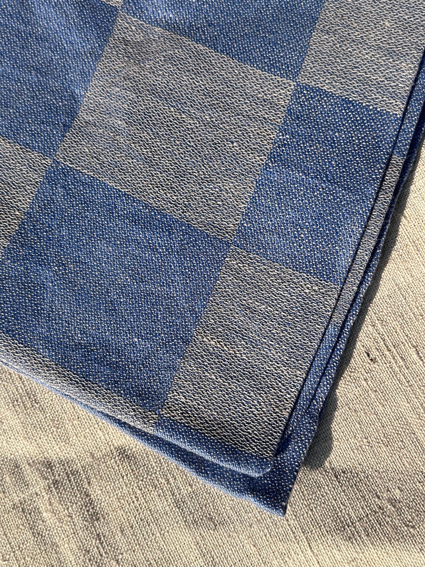 V.VM Light Blue Check Linen Tea Towel