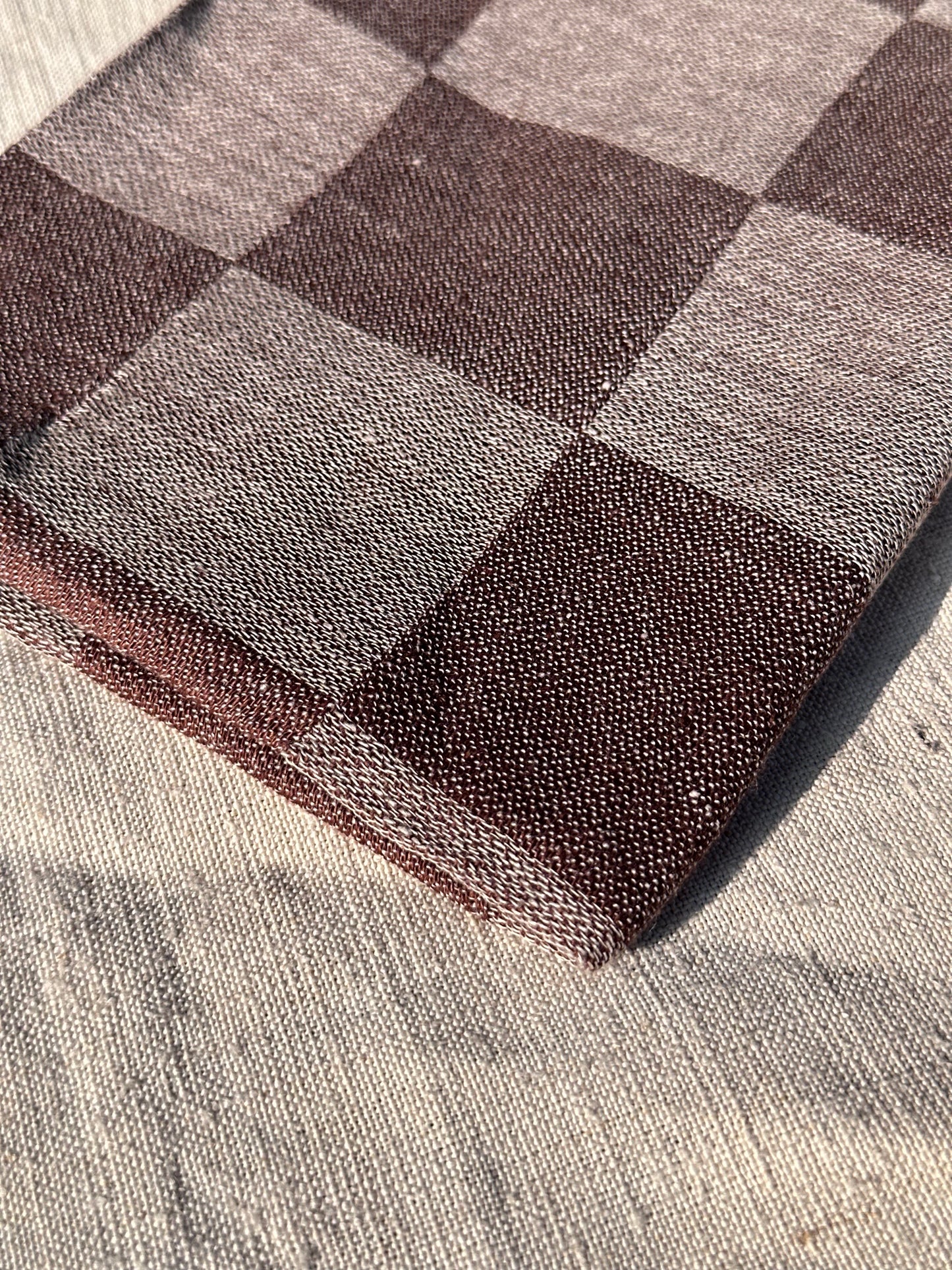 V.VM Chocolate Brown Check Linen Tea Towel