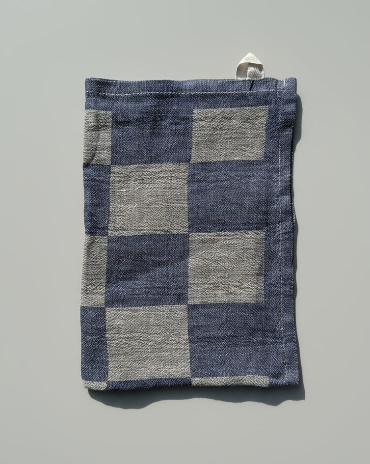V.VM Midnight Blue Check Linen Tea Towel