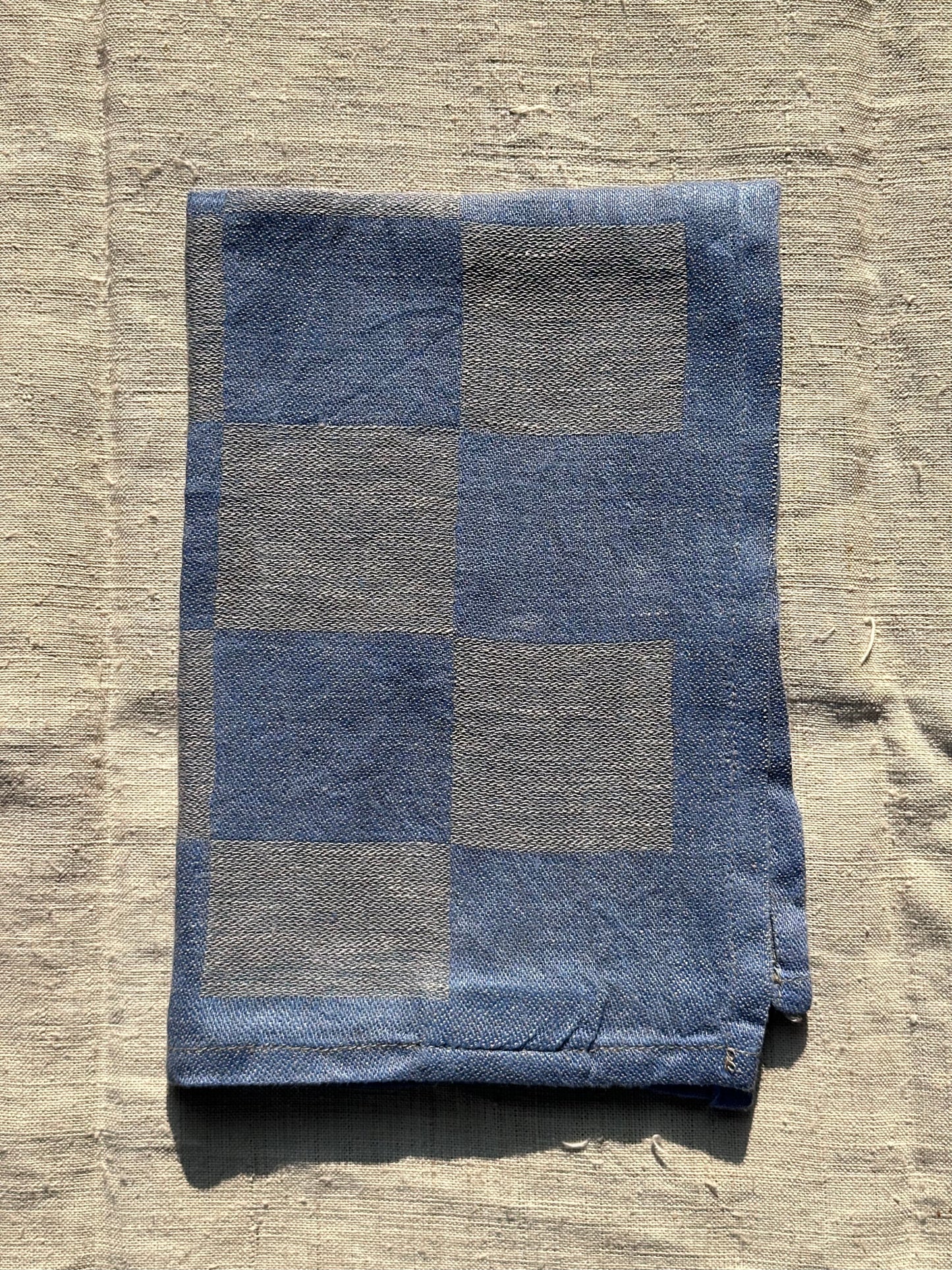 V.VM Light Blue Check Linen Tea Towel